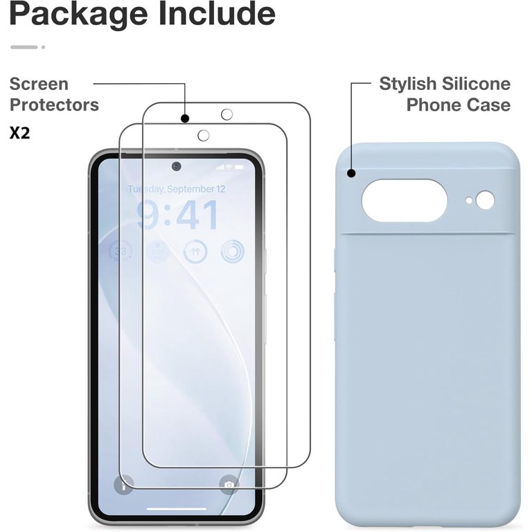 Slim Silicone Shockproof Case With Screen Protector For Google Pixel 8 (Black, Blue, Red) 10 thumbnail image