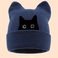 thumbnail image 5 of Cat Embroidered Cute Warm Knit Hat with Cat Ears Winter Slouchy Beanie, 5 of 5