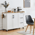 thumbnail image 3 of Renwick Rolling Kitchen Cart with Cabinets and Drawers, White, 3 of 8
