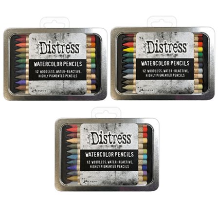 Tim Holtz Distress Watercolor Pencils 12pc Set 4-6   Detailed Water Brush