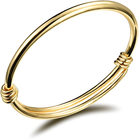 DESIGNICE Children Jewelry Gold Plated Bangle Bracelet for Toddlers Gift Safe Easy Adjustable 4.7" - 5.9"