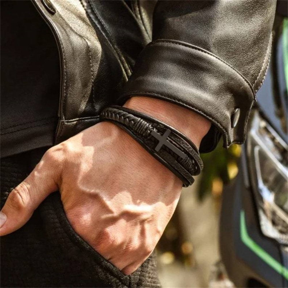 Men's Christian Bracelet - Personalized Leather Faith Bracelet | Rugged  Gifts