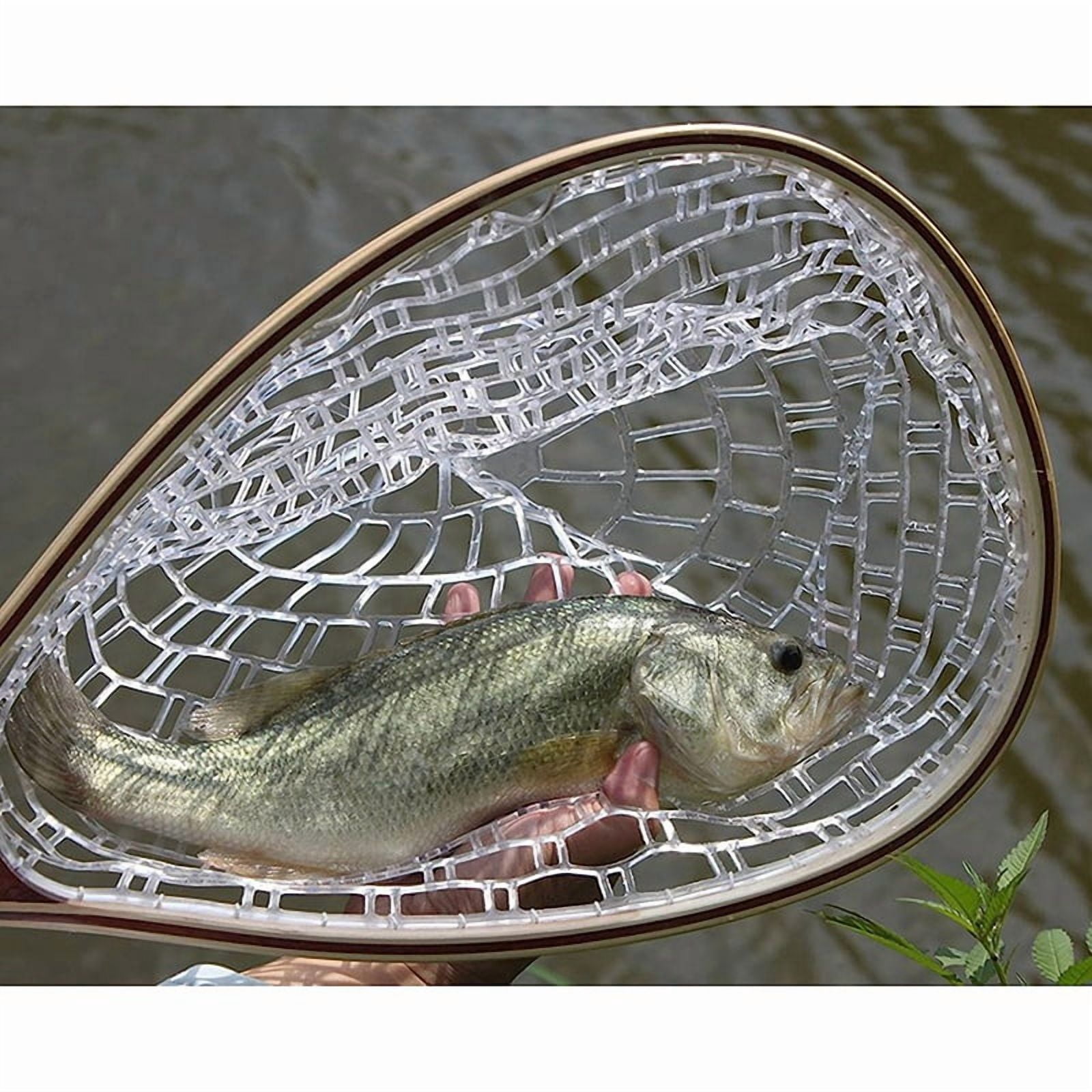 Fly Fishing Landing Net Trout Fishing Net, Soft Rubber Catch and Release Fish Net with Wooden Handle Frame,1 x Fishing net 1 x Tie rope