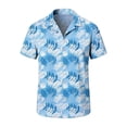 thumbnail image 3 of Ceisia Men's Tropical Leaf Print Short Sleeve Button Down Hawaiian Shirt for Beach Vacation Light Blue M Gifts, 3 of 7