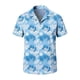 thumbnail image 3 of Ceisia Men's Tropical Leaf Print Short Sleeve Button Down Hawaiian Shirt for Beach Vacation Light Blue S Gifts, 3 of 7