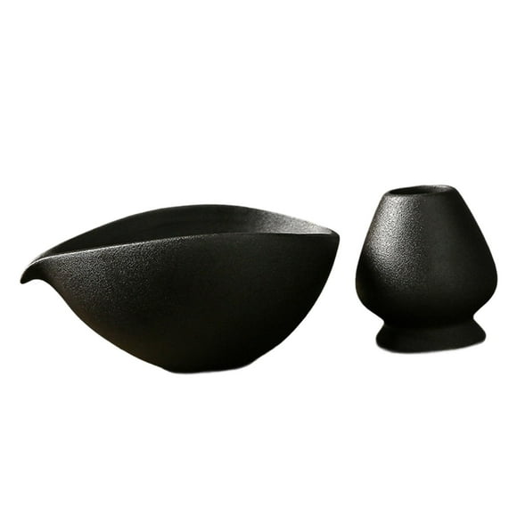 Tazón tradicional de matcha y soporte para batir, set de matcha, mesa de té de cerámica de cerámica con para del té regalo navideño Estilo C