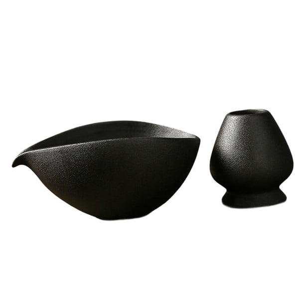 Tazón tradicional de matcha y soporte para batir, set de matcha, mesa de té de cerámica de cerámica con para del té regalo navideño Estilo C