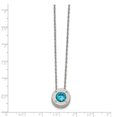 thumbnail image 3 of Stainless Steel Polished CZ March Birthstone Necklace 20in, 3 of 3