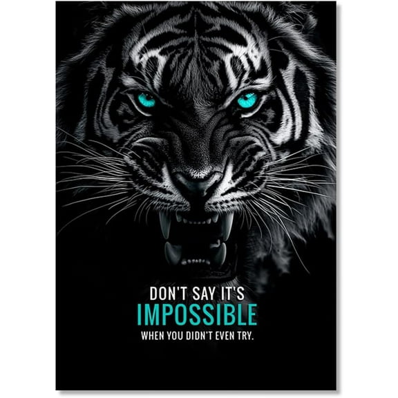 Motivational Phrases Poster Print Inspiring Words Wall Art Canvas Painting Tiger Lion Leopard Eagle Office Decor Home Decoration (11 x14inch=(28 x 35 cm),Unframed)