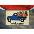 thumbnail image 3 of Kashi Home Printed Coir Fiber 18x28 Non-Slip Doormat, Durable Outdoor / Indoor Rug, Entryway, Front Door, Porch, Patio, Welcome Mat, Hello Spring, Floral Americana Design Decor (Welcome Flower Truck), 3 of 3