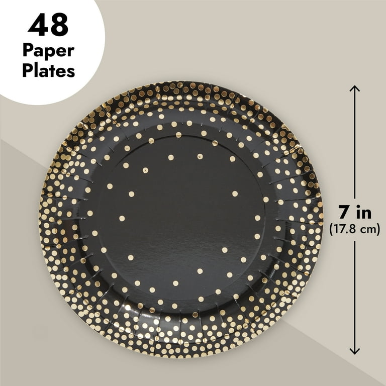 Black and 2024 gold paper plates