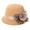 Beige, variant on Opolski Vintage Women Solid Color Woolen Flower Decor Wide Brim Warm Cloche Bowler Hat