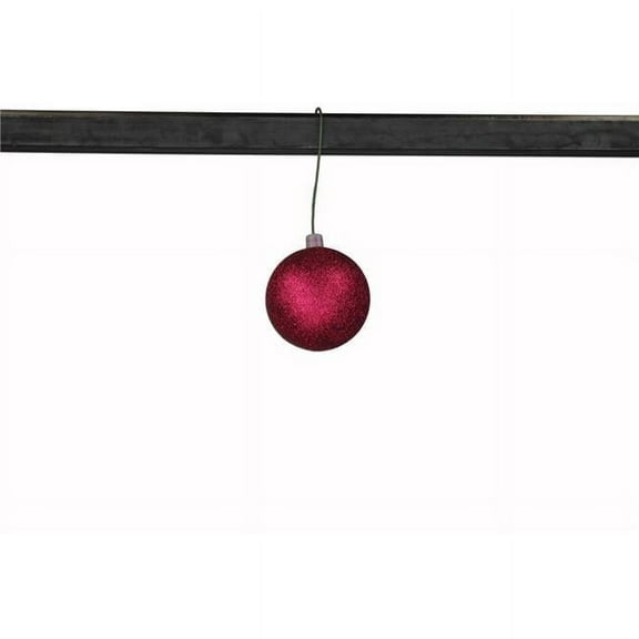 Queens of Christmas ORN-BLKG-60-BU-12PK 2.5 in. Glitter Ball Ornament with Wire, Burgundy - Pack of 12