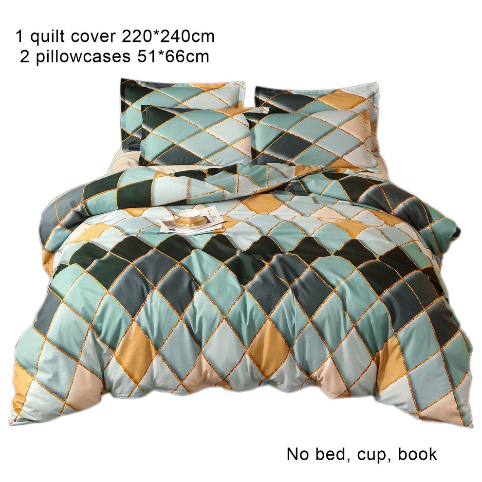ZAJAIO Quilt Cover Durable Gold Line Quilt Cover Geometric Diamond