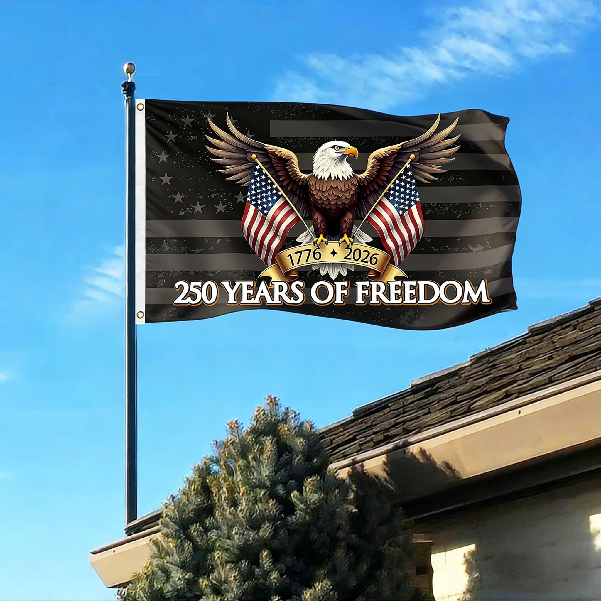 250 Year American Anniversary Flag 250th Anniversary Usa Flag Patriotic 4th of July Independence Day 1776-2026 Yard Flags For Outside 3x5 Ft Outdoor Banner Decorations