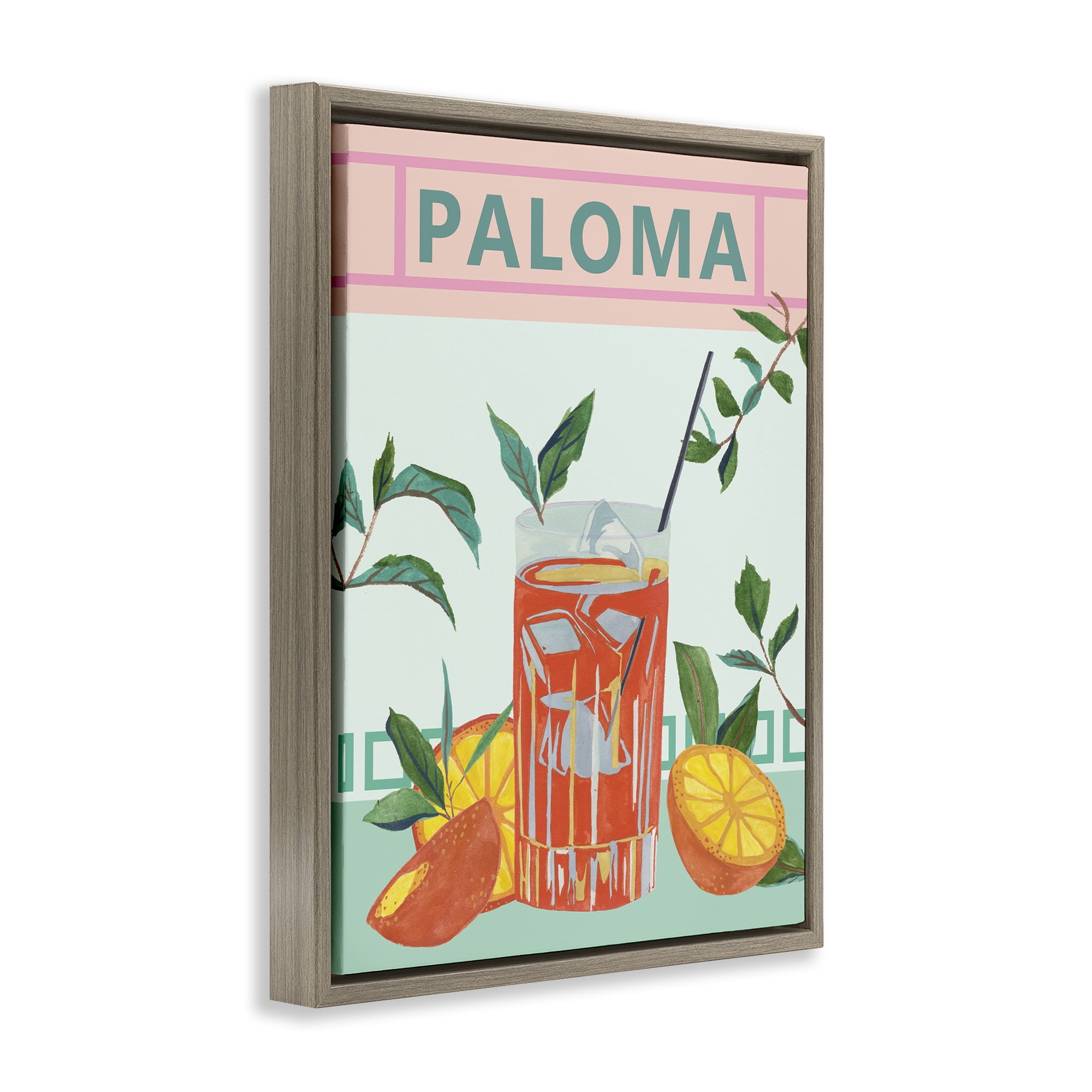 Stupell Industries Paloma Tropical Cocktail Food & Beverage Painting Brown Floater Framed Canvas Art Print Wall Art, 25 x 31