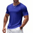 thumbnail image 2 of Mesh Workout Shirts for Men Casual Quick Dry Athletic Short Sleeve crew neck T-Shirts Lightweight Moisture Wicking Activewear Royal Blue XL, 2 of 8