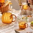 thumbnail image 2 of Yangka Brown Glass Pumpkin Mug, Vintage Style Coffee Cup with Leaf Handle, Festive Drinkware for Holiday Party Table Decor and Kitchen Essential, 2 of 7