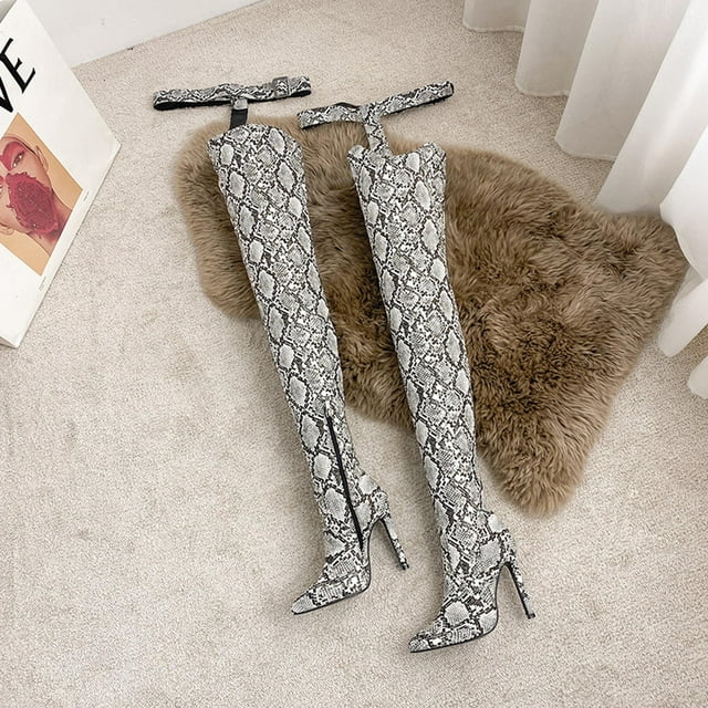 LSLJS Bottes à Talons Hauts pour Femmes, Chaussures d'Hiver Aguichant à Talons Hauts Pointus, Bottes Hautes pour Femmes