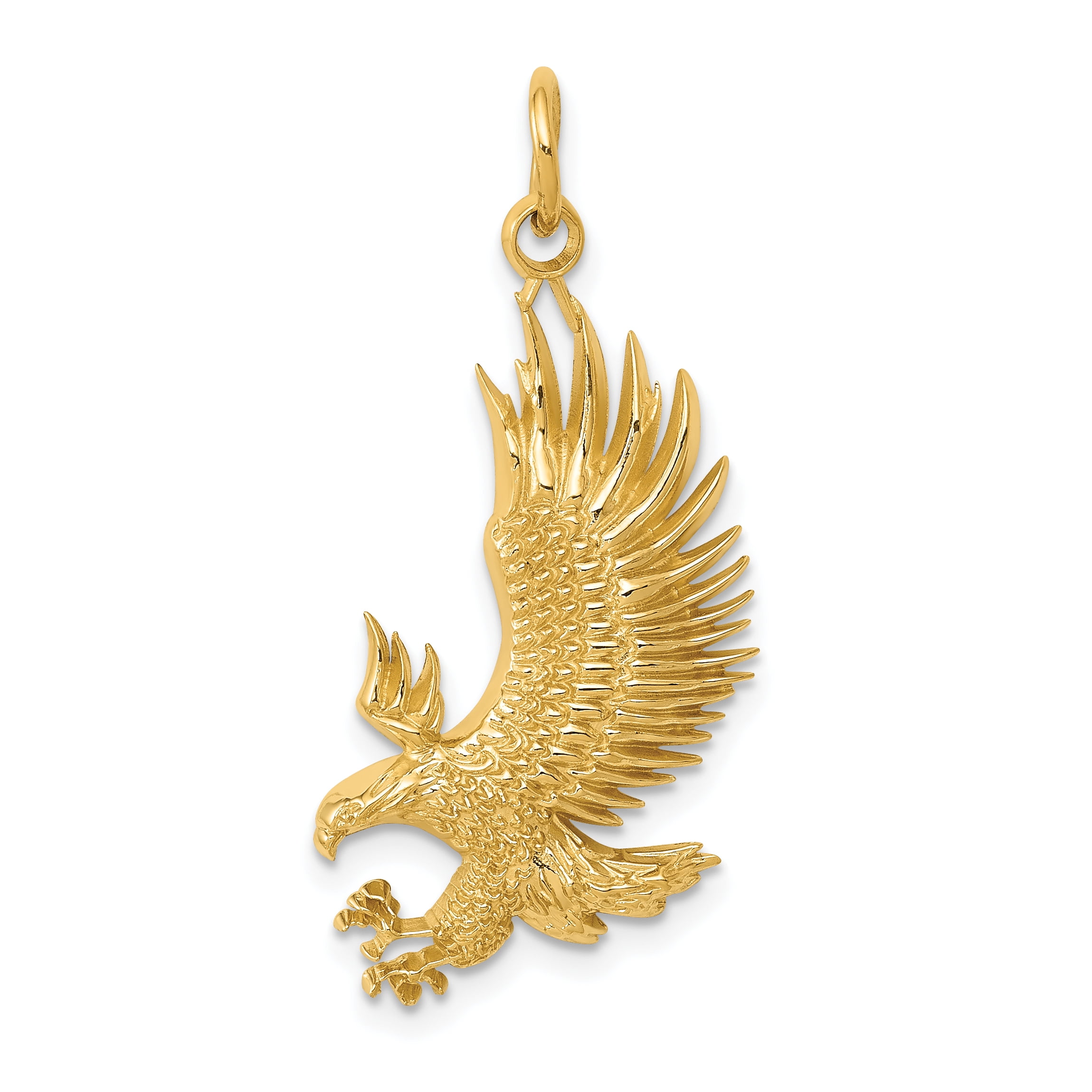IceCarats 14kt Yellow Gold American Bald Eagle Pendant Charm Necklace