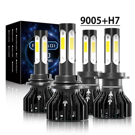 Bright 9005 H7 LED Headlights Kit Combo Car Bulbs 6000K High Low Beam Super White 4PCS,k9