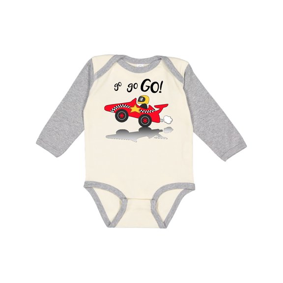 Inktastic Go Go Go Red Racing Car Boys or Girls Long Sleeve Baby Bodysuit
