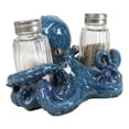 thumbnail image 3 of Onyx Blue Nautical Marine Cephalopod Octopus Salt Pepper Shakers Holder Set, 3 of 9