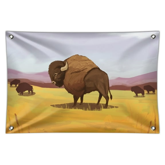 American Bison Buffalo Herd on the Plains Home Business Office Sign