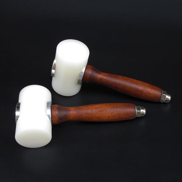 Martillo para tallar cuero, 2 piezas, mazo para artesanía en cuero, martillo con mango de madera de nailon, mazo para tallar cuero, mazo para estampar bricolaje, coser cuero de vaca también