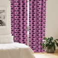 thumbnail image 3 of Ambesonne Pink Polka Dots Window Curtains, Furry Collie Dog, Each 28" W x 63" L, Pink Charcoal Grey, 3 of 5