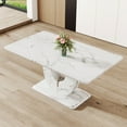 thumbnail image 3 of Noble House 63" Modern MDF Dining Table,Gray Marble Textured Top,White+Gray, 3 of 10