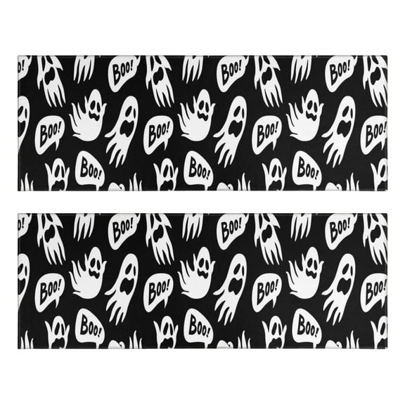Kitchen Rugs Sets Of 2,Ghost Boo Halloween Pattern Anti Fatigue Kitchen Mat Rugs Non Slip Washable,Decorative Kitchen Floor Mats for Kitchen,Sink,Laundry,17"X47"
