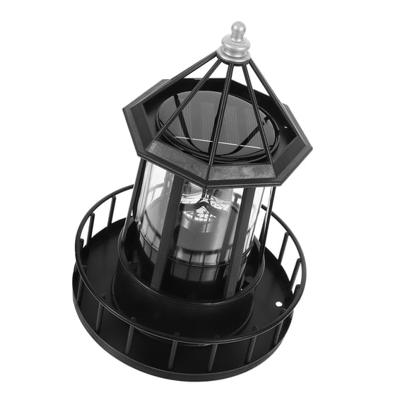 Pawsdot 1Pc Decorative Solar Lamp Black with 360 Degree Rotating LED Light for Outdoor Landscape and Garden Use