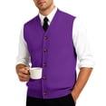thumbnail image 6 of Resicozy Men's Sleeveless Sweater Vest V-Neck Casual Knit Button Down Solid Color Cardigan Vest Purple 2XL, 6 of 7