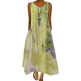 thumbnail image 1 of Glonme Women Summer Beach Sundress V Neck Maxi Dresses Abstract Print Long Dress Travel Loose Sexy Sleeveless Green M, 1 of 2