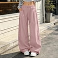 thumbnail image 5 of Mifsaly Women's Corduroy Casual Pants Wide Leg Baggy Sweatpants Fall Winter Drawstring Waist Workout Athletic Outfits with Pockets, 5 of 9