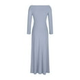 thumbnail image 4 of Diufon Womens Fall off Shoulder Dresses Casual Long Sleeve Maxi Dress Solid Color Breathable Dress, 4 of 6