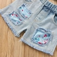 thumbnail image 6 of IROINNID Toddler Girl's Summer 3PCS Set Denim Shorts With Floral Halterneck Top, 6 of 9