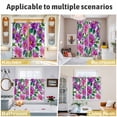thumbnail image 5 of Purple Flowers Kitchen Curtains Window Panels, Spring Floral Leaves Botanical Watercolor Insulated Window Treatment Curtain, Grommet Curtains for Bedroom/Living Room/Bathroom, 2 Piece 52"Wx84"L, 5 of 8