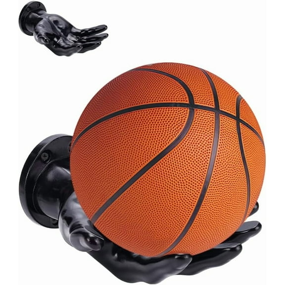 Hand Shapes Black Basketball Holders Wall Mount Art Decor Stand Hand Sculpture Ball Holder Basketball Storage Rack Organizer Display Case for Ballr Gifts for Men Gamers 8.66"x6.69"x3.35" Black DIY