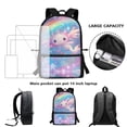 thumbnail image 4 of Jeiento Axolotl Girls Backpack with Lunch Box Ages 10-12 Kids School Bag and Lunch Bag Pencil Case Water Bottle Holder Rainbow Elementary Bookbag Set 4 In 1 Preschool Students School Satchel Blue, 4 of 7