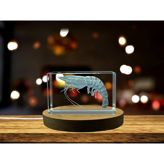 Exquisite Crystal Prawn Intricate 3D Engraving