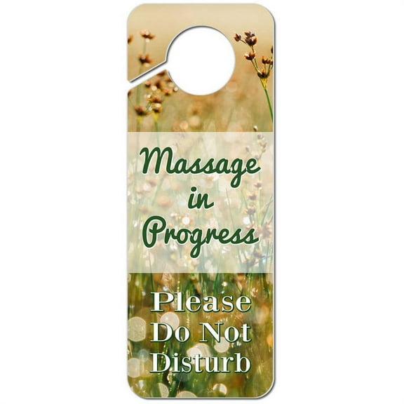 Massage in Progress Please Do Not Disturb Prairie Grassy Field Plastic Door Knob Hanger Warning Room Sign