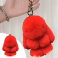 thumbnail image 5 of Llavero de Coche Nuevo Hecho a Mano Suave Conejo Pompom Encantos Conejo Llavero de Coche Colgante Eterna Flor Bola Linda Llavero, 5 of 5