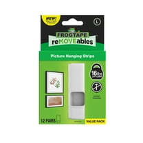 FrogTape reMOVEables Large White Picture Hanging Strips, 12 Pairs or 24 Mounting Strips Total