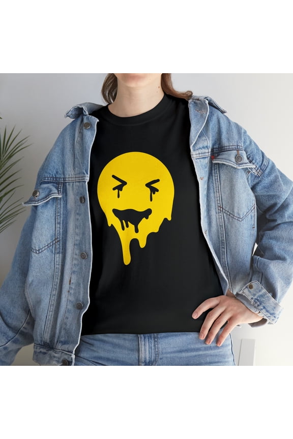 Dripping smiley face graphic t shirt Unisex Heavy Cotton Tee