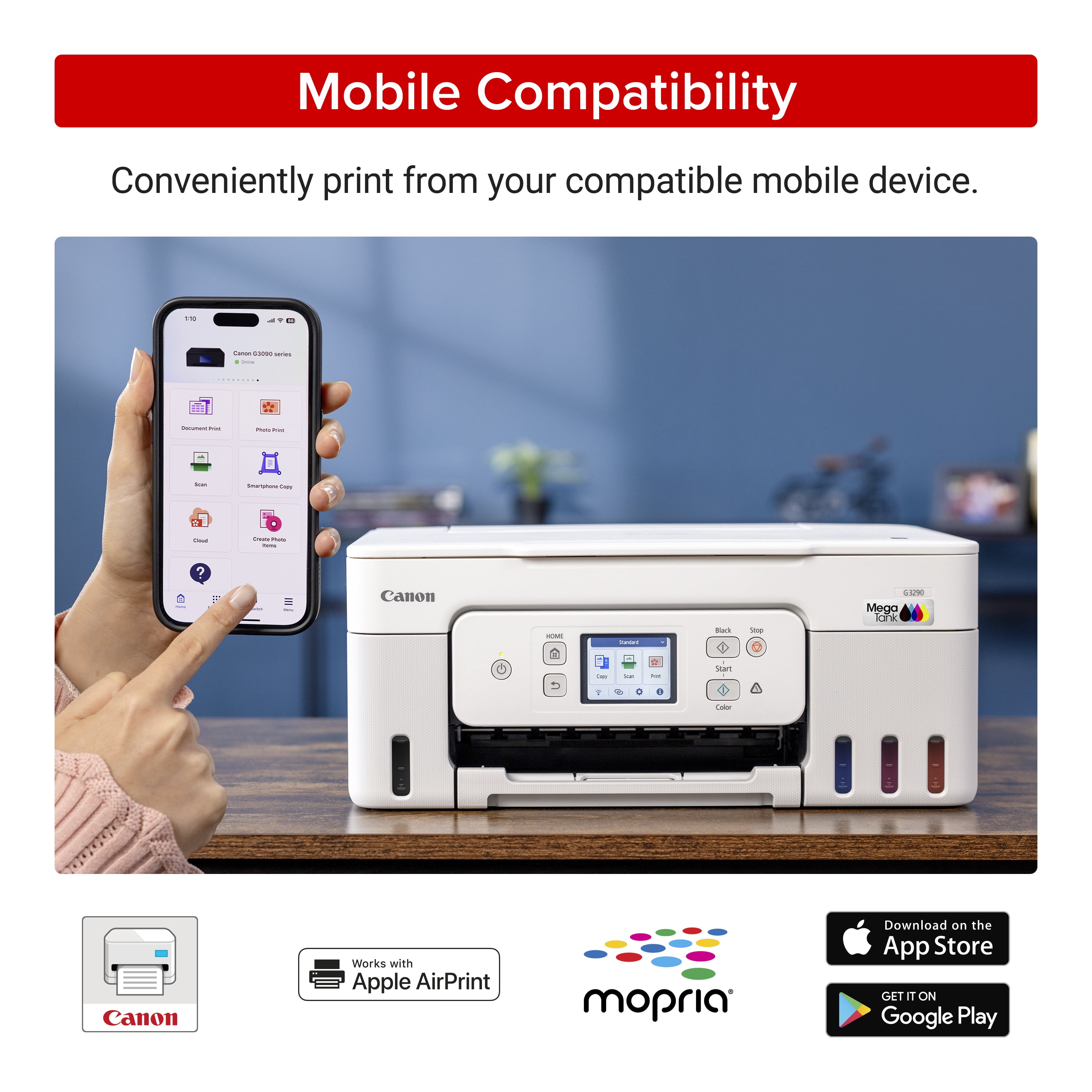 Canon MegaTank G3290 All-in-One Wireless Printer | Print, Copy Scan | Mobile Printing |2.7" Color Touchscreen | Duplex