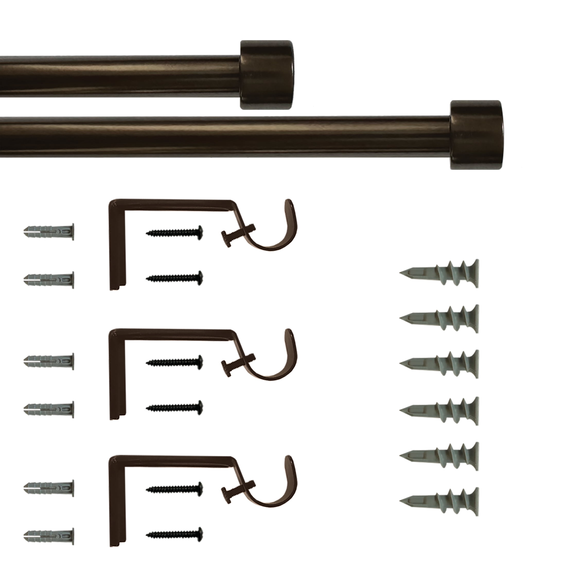 Mainstays 3/4 in Bronze Adjustable Single Curtain Rod Set, 30-84 in
