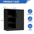 thumbnail image 2 of Cterwk Metal Storage Cabinet with Lock, 2 Door Garage Storage Cabinet with Shelves, Steel File Cabinet for Home, Office, Garage, School, Black, 2 of 9