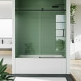 thumbnail image 3 of IDEALHOUSE 60x59 Matte Black Single Sliding Shower Door, 6mm Tempered Glass, Stainless Steel Round Rail, 55mm Quiet Rollers, Stylish Glass Panel for Bathroom Remodel, 3 of 6